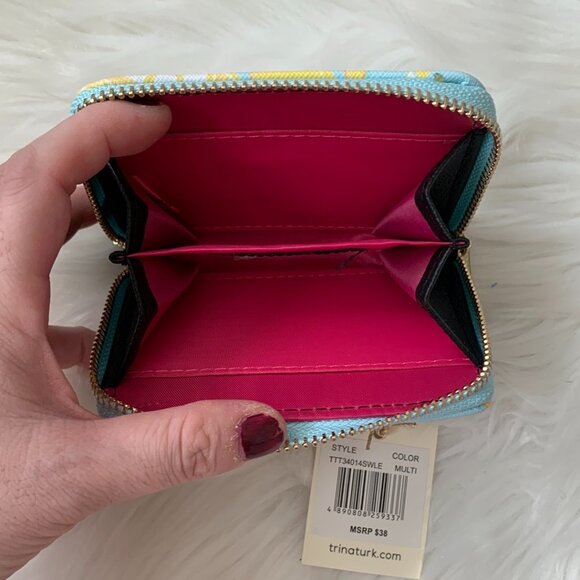 TRINA TURK Lemon Small & Large Continental Zip Around Wallets SET of 2 - Picture 4 of 7